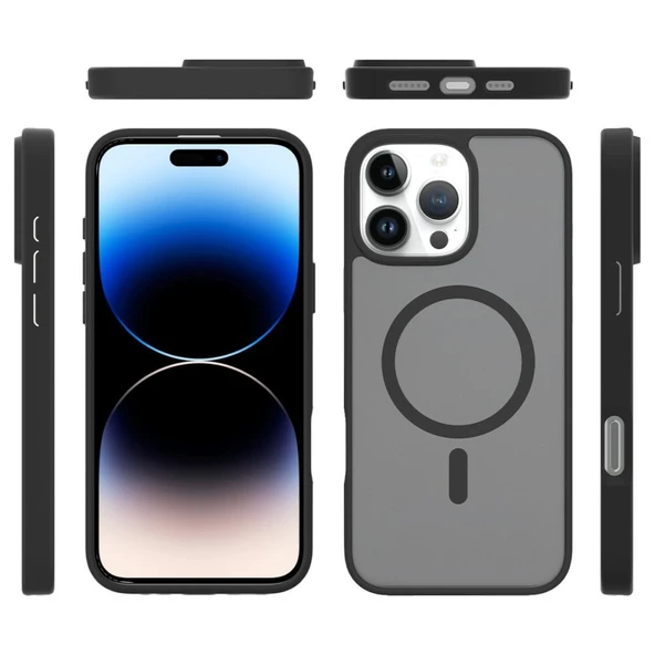 İPhone 16 Pro Uyumlu Siyah Magsafe Özellikli Juko Kılıf - 5