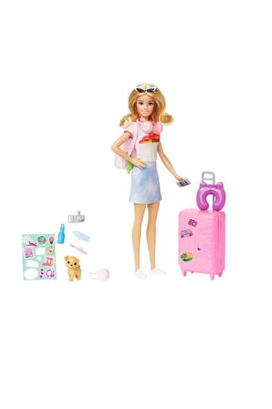 Barbie Seyahatte Bebeği ve Aksesuarları FWV25 - 3