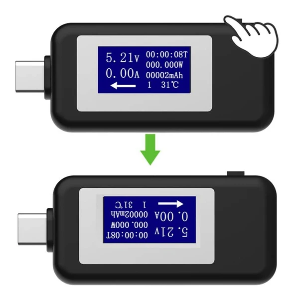 KEWEISI Çok Fonksiyonlu Type-C USB-C Dijital Voltmetre Ampermetre Beyaz - 5
