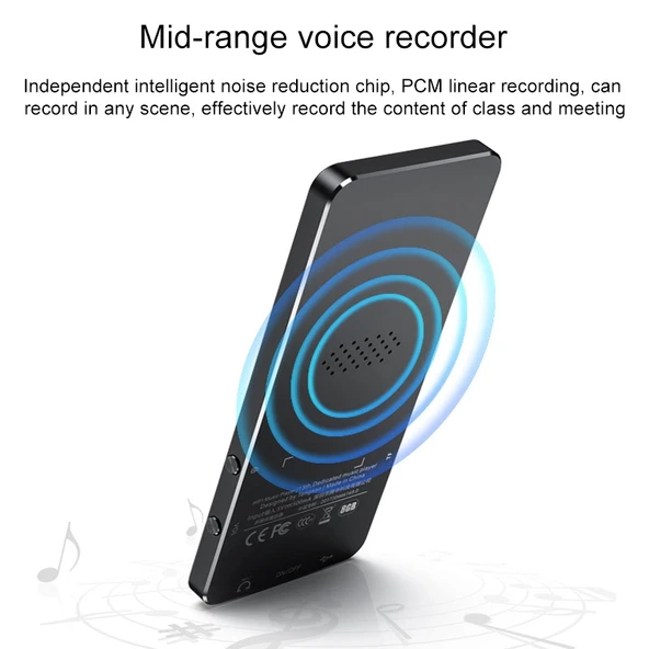 X2 1.8 inç Dokunmatik Ekran Metal Bluetooth MP3 MP4 Hifi Ses Müzik Çalar 8GB Siyah - 4