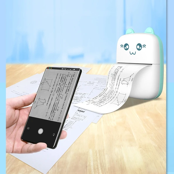 C9 Mini Termal Yazıcı Bluetooth Fotoğraf Yazıcısı Öğrenci Ödev Hataları Toplama Yazıcısı Mavi İngilizce Versiyon - 2