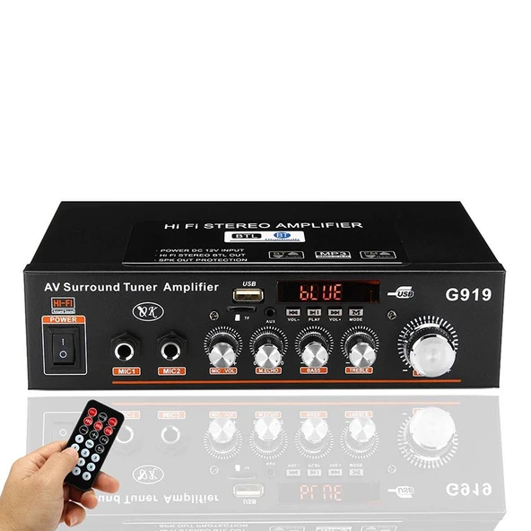 G919 Akıllı Dijital Güç Amplifikatörü Bluetooth USB SD FM Destekli Mini Güç Amplifikatörü EU Priz - 8