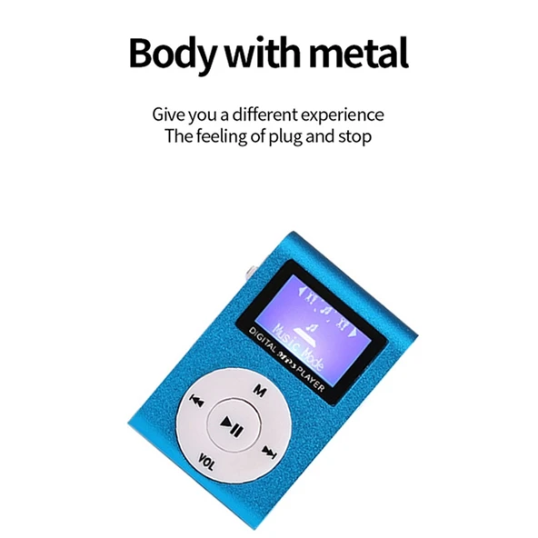128MB Hafızalı Mini Metal Lavalier MP3 Müzik Çalar Ekranlı Gri - 7