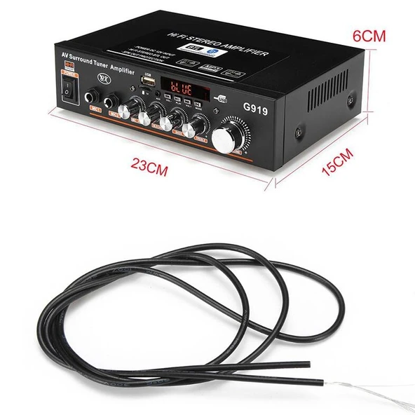 G919 Akıllı Dijital Güç Amplifikatörü Bluetooth USB SD FM Destekli Mini Güç Amplifikatörü EU Priz - 6