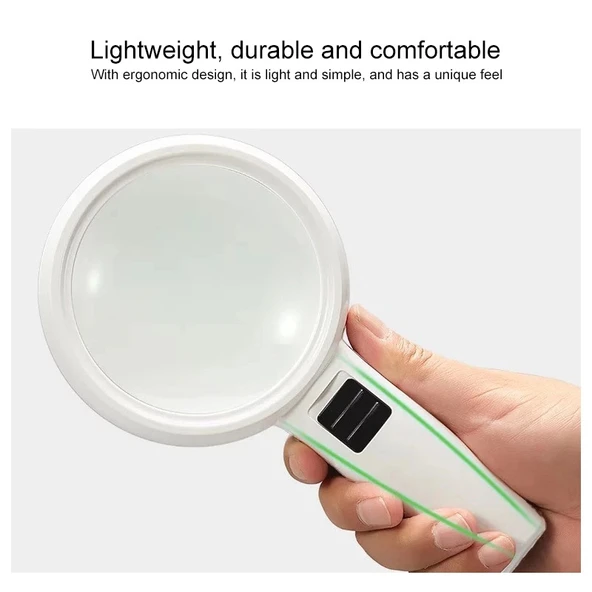 Eldivenli LED Işıklı 110mm 30 Kat Çift Lens Büyüteç - 6