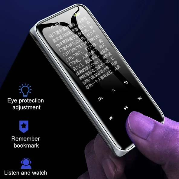 M22 Taşınabilir Bluetooth Dokunmatik Ekran MP3 Çalar Kayıt Cihazı E-Kitap 4GB Siyah - 10