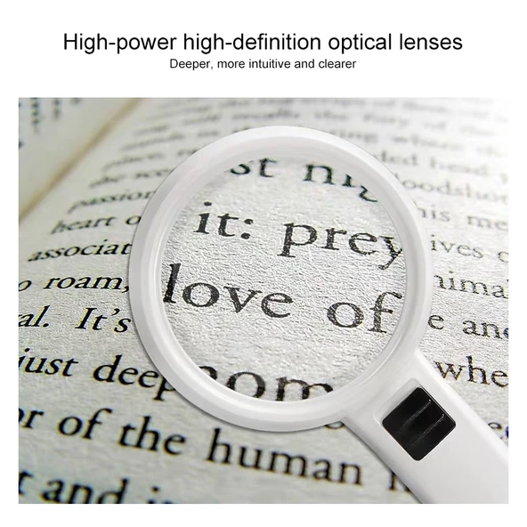 Eldivenli LED Işıklı 110mm 30 Kat Çift Lens Büyüteç - 9