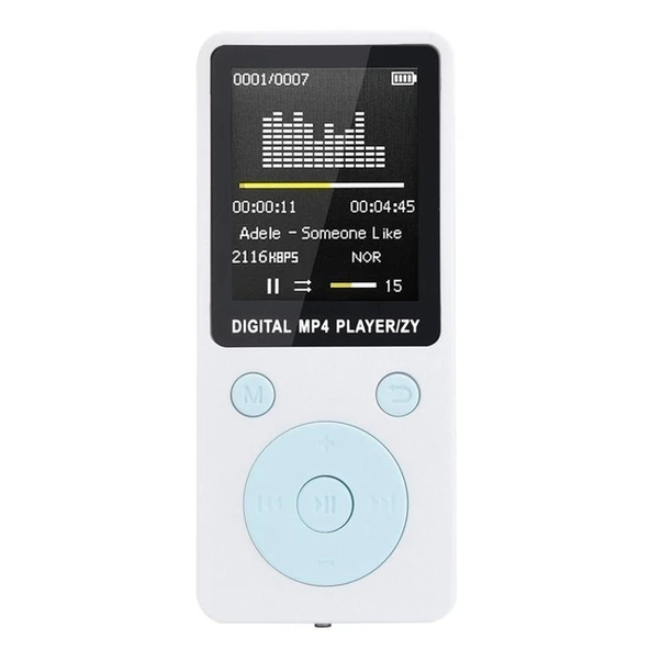 Taşınabilir MP4 Kayıpsız Ses Müzik Çalar FM Radyo Kayıt Mini Beyaz Hafızasız