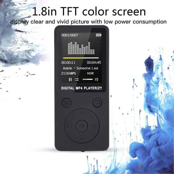 Taşınabilir MP4 Kayıpsız Ses Müzik Çalar FM Radyo Kayıt Mini Beyaz Hafızasız - 5