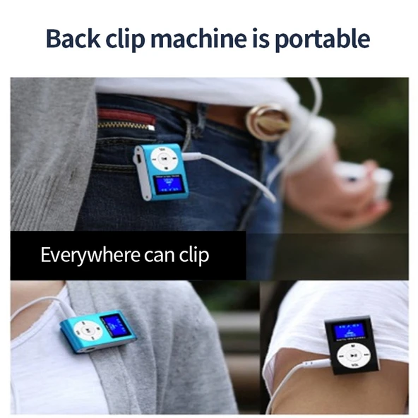 128MB Hafızalı Mini Metal Lavalier MP3 Müzik Çalar Ekranlı Gri - 9