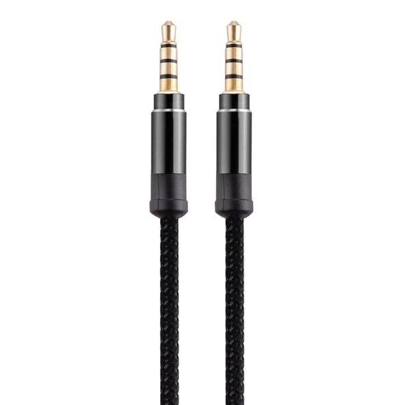 3.5mm Erkek Erkek Araba Stereo Altın Kaplama AUX Ses Kablosu 1.5 Metre Siyah
