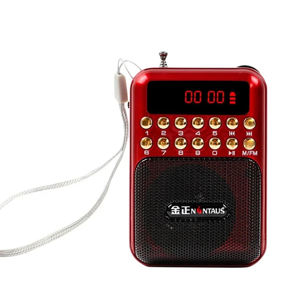 Taşınabilir Şarjlı FM Radyo Alıcısı Hoparlör Kırmızı USB TF Kart Destekli MP3 Çalar - 2