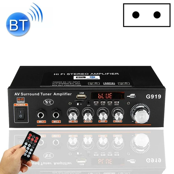 G919 Akıllı Dijital Güç Amplifikatörü Bluetooth USB SD FM Destekli Mini Güç Amplifikatörü EU Priz