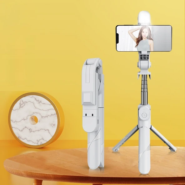 XT02SP Mini Bluetooth Canlı Tripod Selfie Çubuğu Beyaz