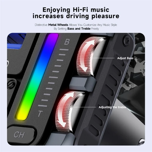 MT04 Araç Bluetooth Adaptörü Type-C ve USB Şarj Cihazı FM Verici HiFi Müzik MP3 Çalar - 6