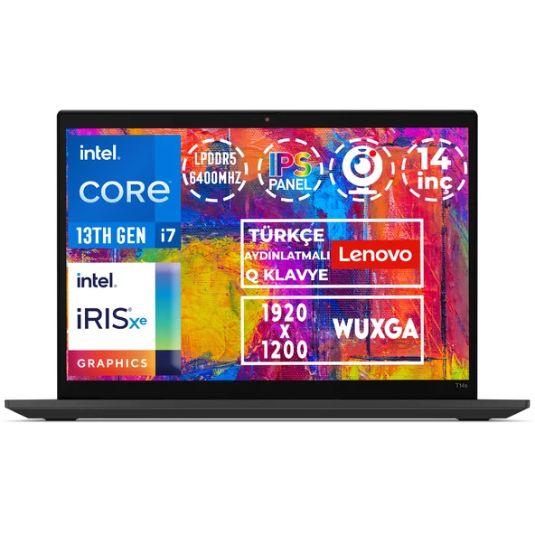 Lenovo ThinkPad T14s G4 i7-1355U 16GB 512GB SSD 14" WUXGA Fdos Taşınabilir Bilgisayar 21F60064TX ürün görseli 1