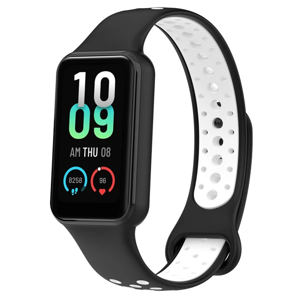 Xiaomi Smart Band 8 Active Çift Renkli Nefes Alabilir Spor Silikon Saat Kayışı Siyah Beyaz