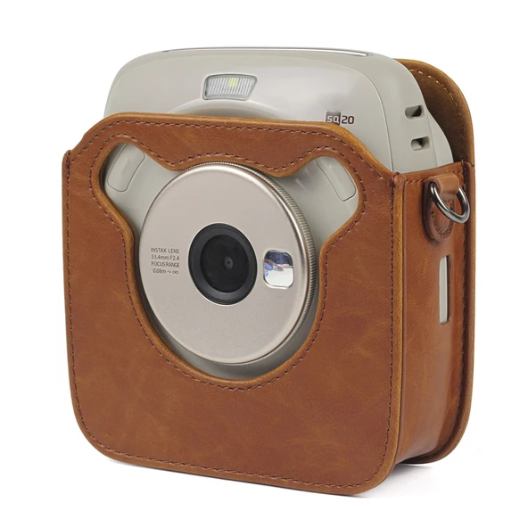 Fujifilm Instax Square SQ20 Tam Korumalı PU Deri Kamera Çantası Kahverengi - 6
