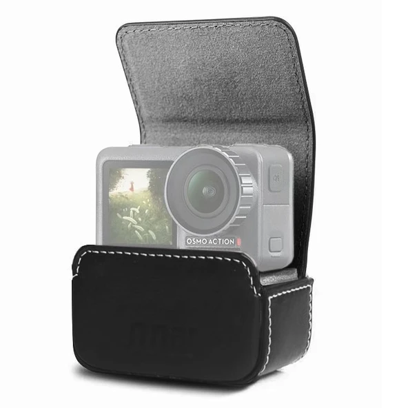Su Geçirmez Mini Deri Taşıma Kutusu Siyah DJI Osmo Action GoPro SJCAM Xiaomi Mi Jia Uyumlu