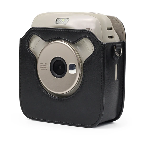 Fujifilm Instax Square SQ20 Uyumlu Siyah PU Deri Kamera Çantası ve Askı - 5