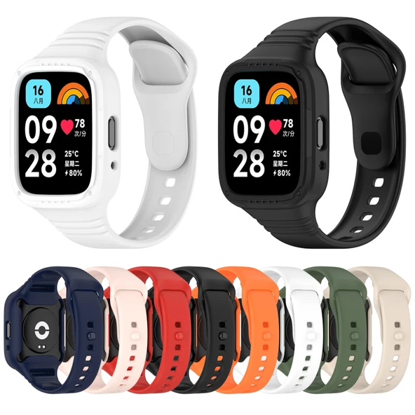 Xiaomi Redmi Watch 3 Active Tam Kapsül Silikon Saat Kayışı Koyu Yeşil - 3