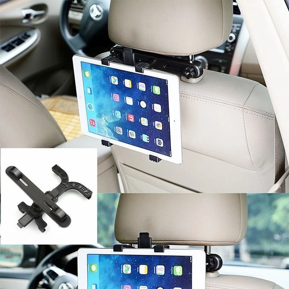 360 Derece Döner Araba Arka Koltuk Başlığı Tablet Tutucu Standı iPad 2 3 4 Mini Uyumlu - 6