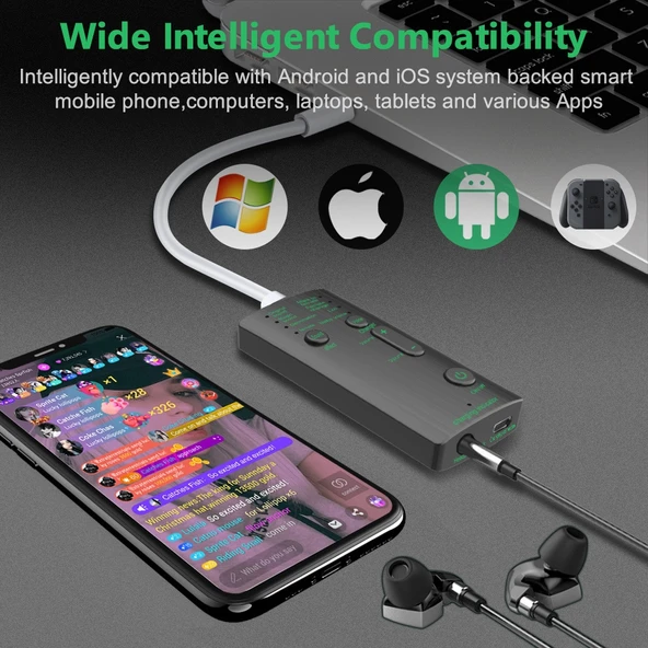 M1 Taşınabilir Mini Ses Değiştirici Modülatör Ayarlanabilir Ses Fonksiyonlu Telefon Bilgisayar Ses Kartı ve Mikrofon Aracı - 5