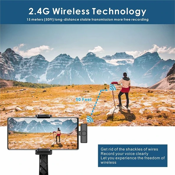 One by One Kablosuz Yaka Mikrofonu Android Telefon ve Bilgisayar için USB C Alıcılı - 9