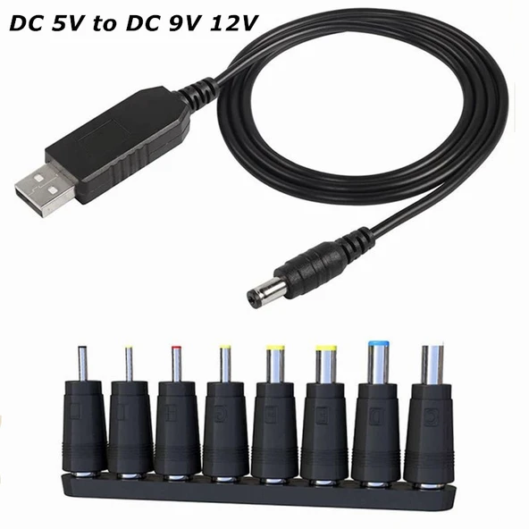 DC 5V den DC 9V 12V USB Voltaj Yükseltici Dönüştürücü Kablo 1A Güç Regülatörü LED Ekranlı