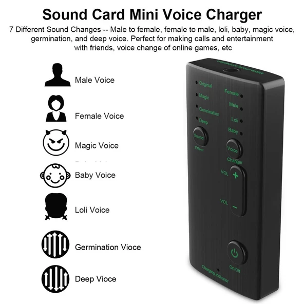 M1 Taşınabilir Mini Ses Değiştirici Modülatör Ayarlanabilir Ses Fonksiyonlu Telefon Bilgisayar Ses Kartı ve Mikrofon Aracı - 2