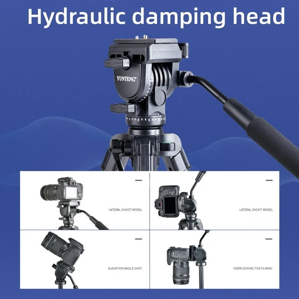 YUNTENG VCT-6006 Profesyonel Hidrolik Başlıklı Alüminyum Tripod - 4