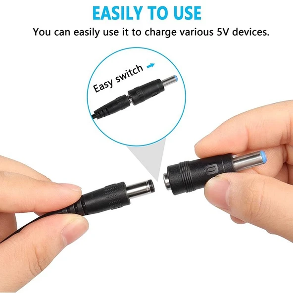 DC 5V den DC 9V 12V USB Voltaj Yükseltici Dönüştürücü Kablo 1A Güç Regülatörü LED Ekranlı - 5