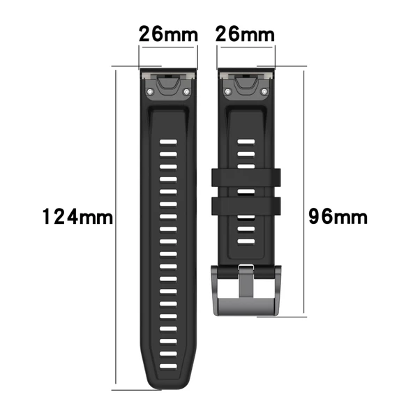 Garmin Enduro 2 Uyumlu 26mm Siyah Beyaz İki Renkli Spor Silikon Saat Kayışı - 8