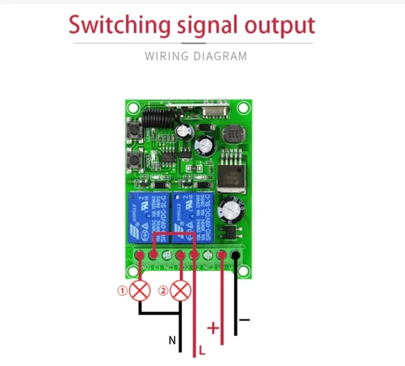 DC 12V 24V 48V Evrensel Elektrikli Kapı RF Kablosuz Uzaktan Kumanda Röle Alıcı Seti - 6