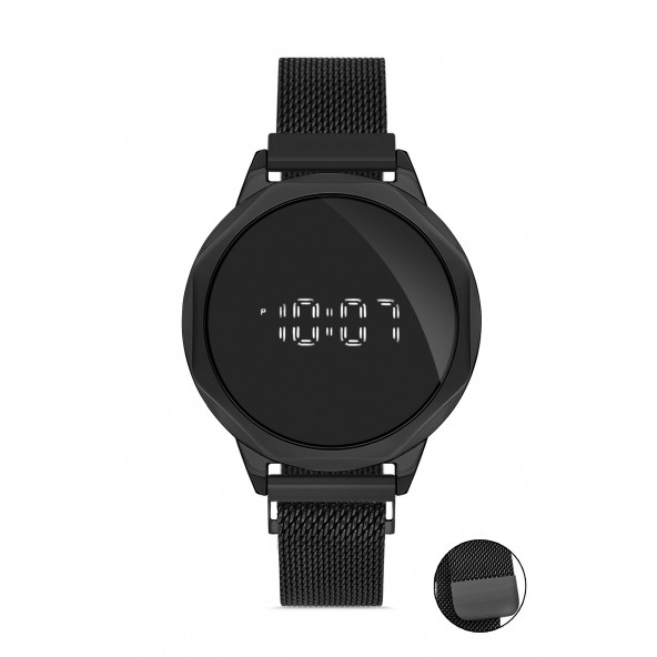 DESİNGSHOP Mıknatıslı Hasır Kordon Dijital Dokunmatik Unisex Kol Saati dsg5697