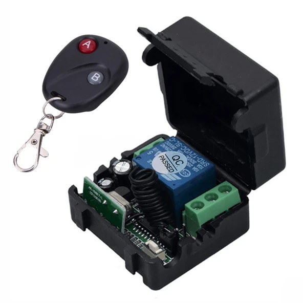 12V 10A RF Kablosuz Uzaktan Kumanda Anahtarı 1 Kanal Röle Alıcısı