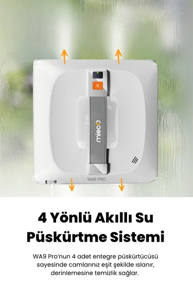 Mieco WA9 Pro Çift Yönlü Su Püskürtmeli Cam Temizleme Robotu (Kumandalı) - Resim 3