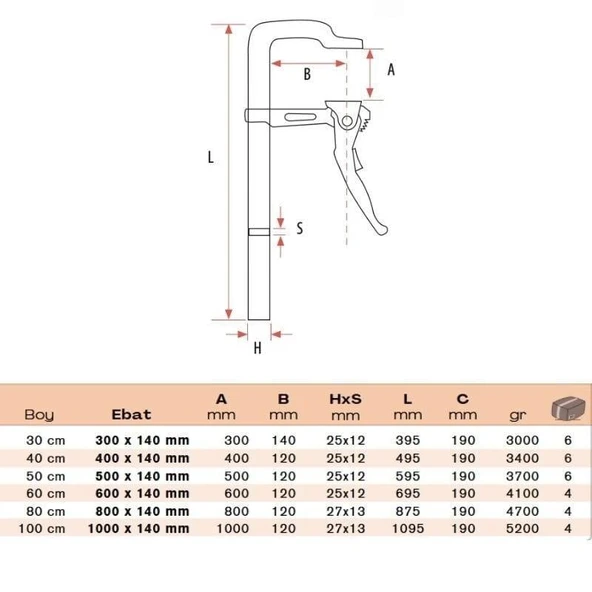 BULUT Hızlı Tip Dövme Çelik İşkence 60 cm 600x140 mm - 3