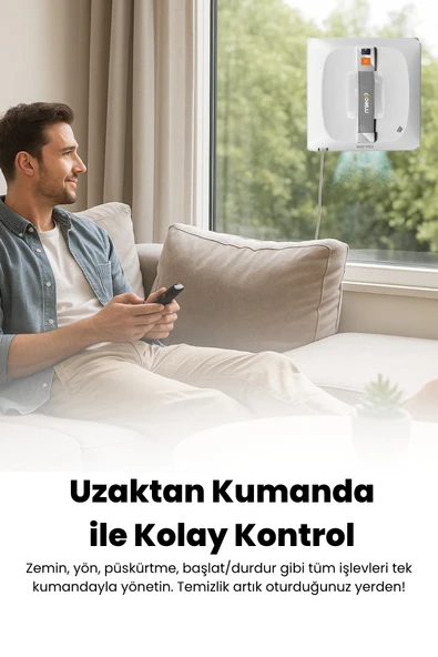 Mieco WA9 Pro Çift Yönlü Su Püskürtmeli Cam Temizleme Robotu (Kumandalı) - Resim 2