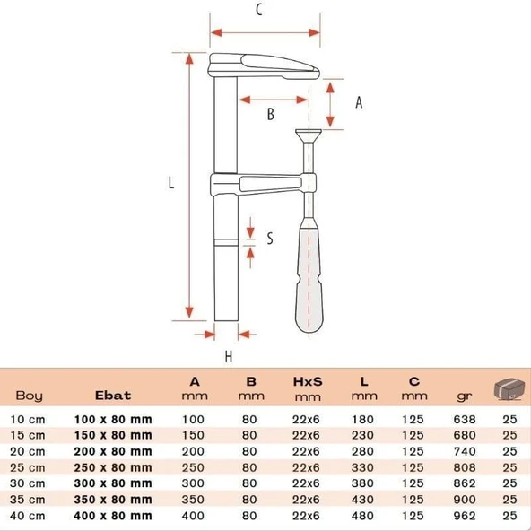 BULUT Küçük İşkence Döküm 30 cm 300x80mm - Resim 3