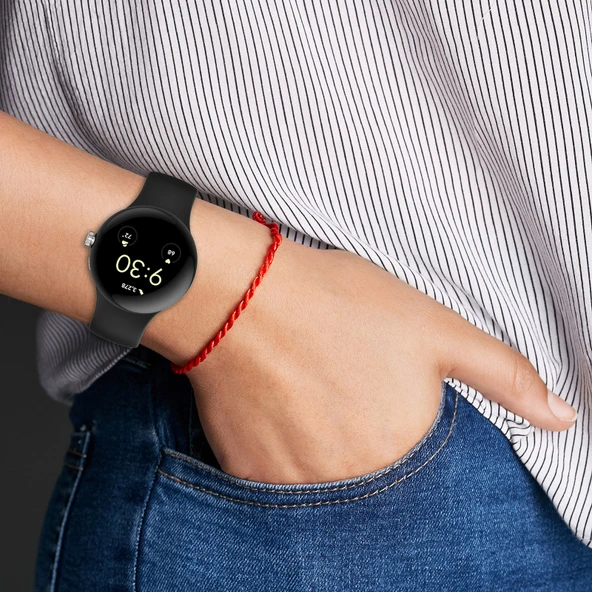 Google Pixel Watch Silikon Saat Kordonu Loop Tipi Pembe S Beden - 4