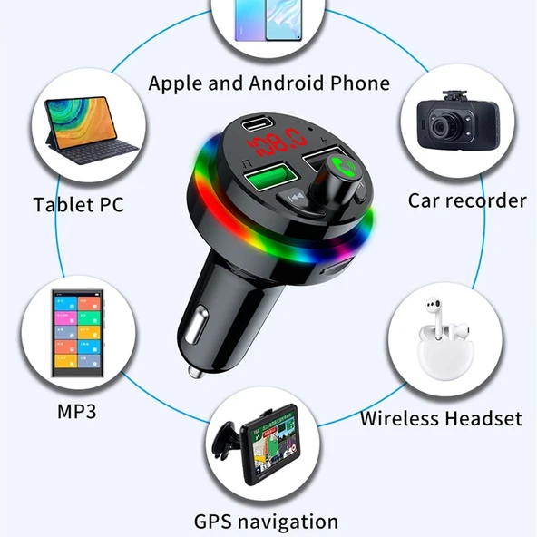 F17 Model 3.1A Çift USB Şarjlı Bluetooth 5.0 Araç MP3 Çalar - 4