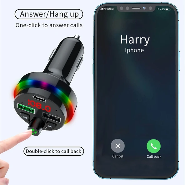 F17 Model 3.1A Çift USB Şarjlı Bluetooth 5.0 Araç MP3 Çalar - 3