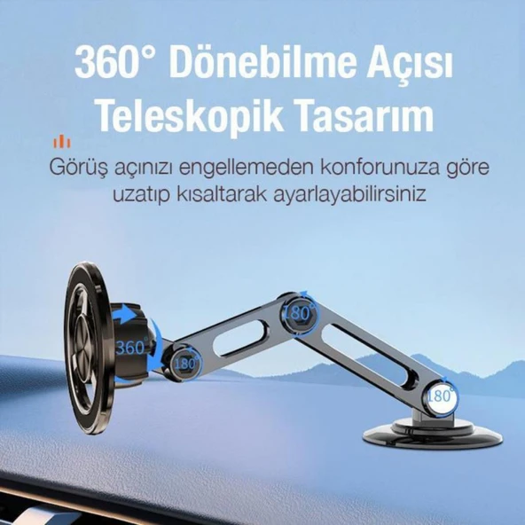 Coofbe Güçlü Metal Magsafe Uyumlu 360 ° Dönebilen Araç İçi Telefon Tutucu Masaüstü Telefon Tutucu Stand - 7