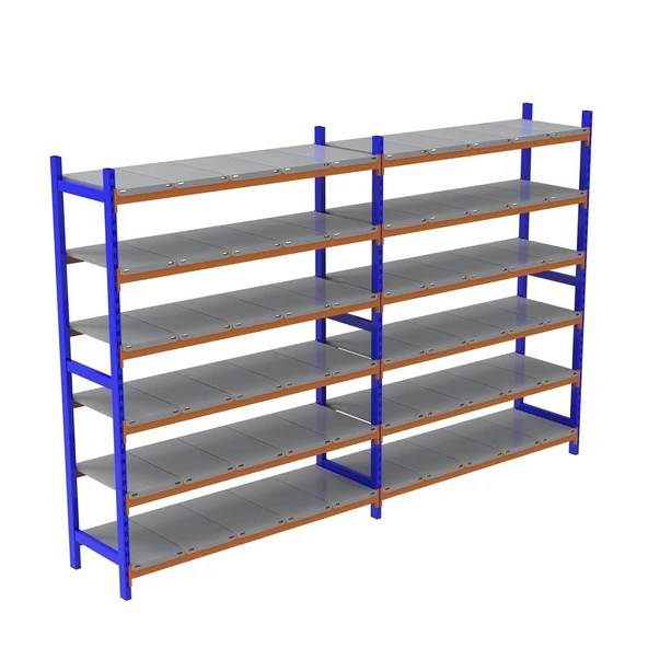 6 Katlı Duble Depo Rafı - 300-350 Kg Taşıma Kapasiteli Hafif Rack Raf  60x180x200 cm ürün görseli