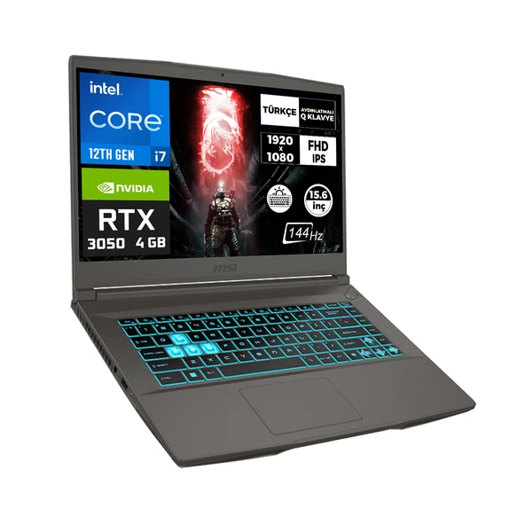 MSI THIN 15 i7-12650H 64GB 2TB SSD 4 GB RTX3050 144Hz 15.6" Fdos Gaming Laptop B12UC-1479XTR 005 - Resim 2