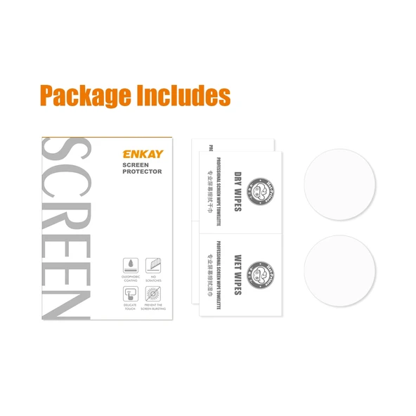 Samsung Galaxy Watch4 40mm Uyumlu 2 Adet ENKAY Hat-Prince 0.2mm 9H Kavisli Kenar Temperli Cam Ekran Koruyucu - 2