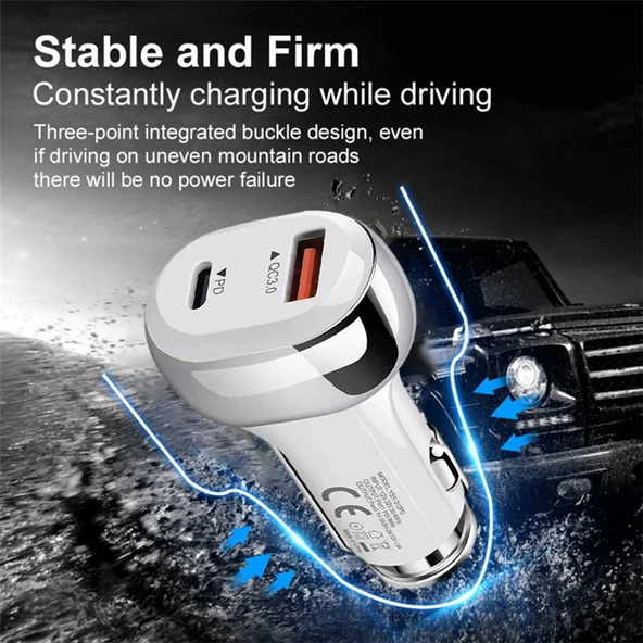 YSY 312PD 38W Yüksek Güçlü Araç Şarj Cihazı Siyah USB C Tip C PD 20W QC3 0 18W - 4