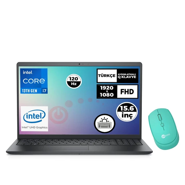 Dell Vostro 3530 i7-1355U 16GB 512GB SSD 15.6" 120Hz Ubuntu Laptop + Mouse N1601PVNB3530U 021 ürün görseli 1