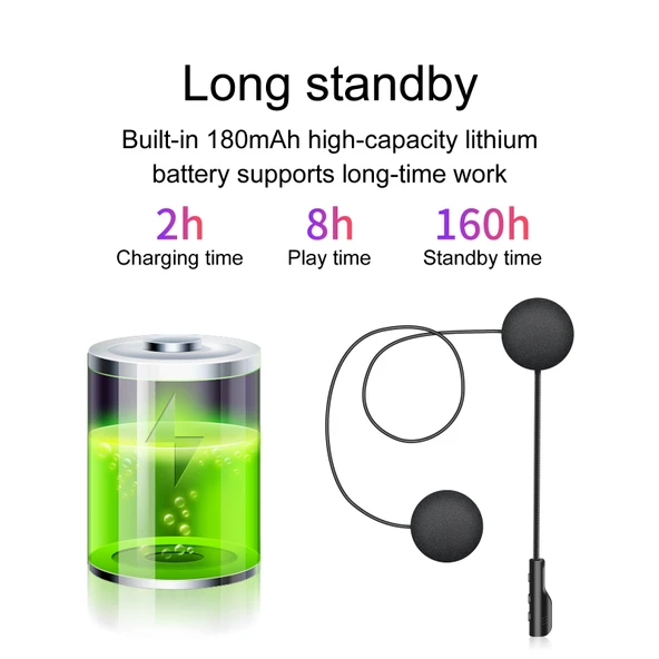 T4 Motosiklet Kaskı Bluetooth Kulaklık BT 5.0 Stereo SIRI Destekli - 6